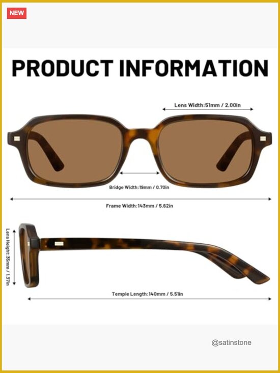 Retro Rectangular Sunglasses for Women UV Protection